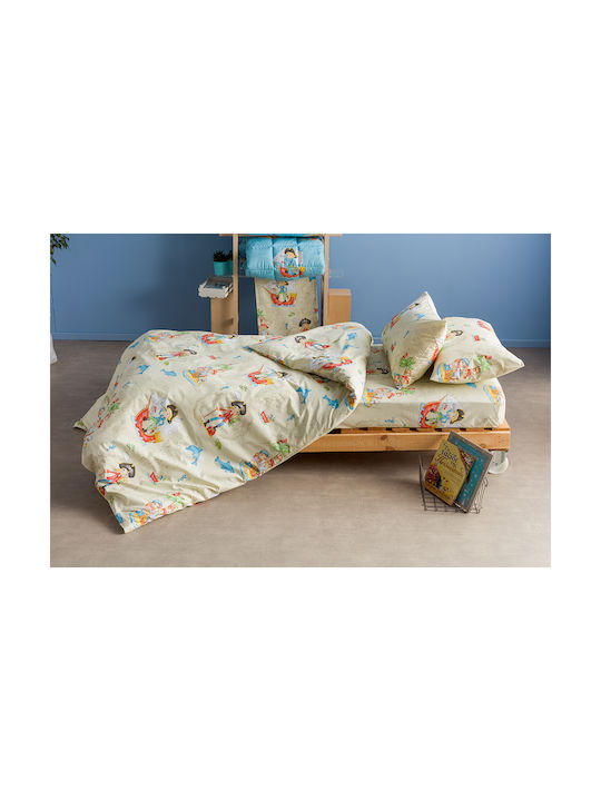 Charalambidis Textiles Sheet Set Single from Cotton & Polyester Beige 160x260cm 3pcs