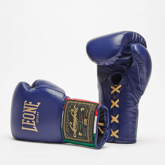 Leone Boxing Gloves Leather for Match Blue