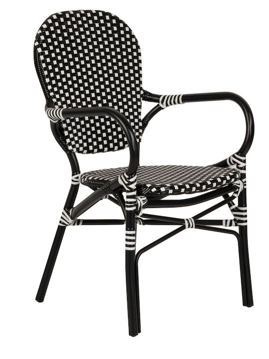 Καρέκλα Εξωτερικού Χώρου Rattan Boali Μαύρο / Λευκό 57x58x85εκ.