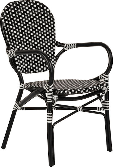 Outdoor-Stuhl Rattan Boali Black / White 57x58x85εκ.