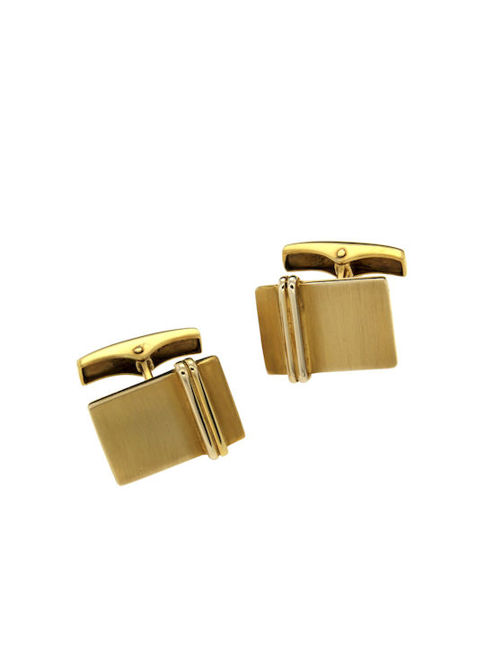 Cufflinks in Gold 14K Handmade Rectangular Matt & Shiny Gold