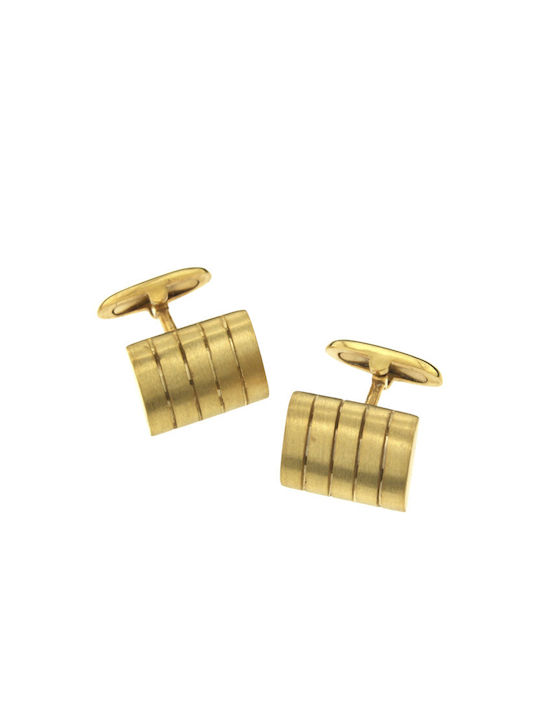 Cufflinks in Gold Plated Silver 925° Rectangular Satin with vertical lines