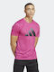 Adidas 3 Bar Αθλητικό Ανδρικό T-shirt Ροζ με Λογότυπο