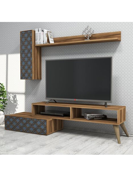 Животно помещение ТВ единица Walnut / Blue Д150...