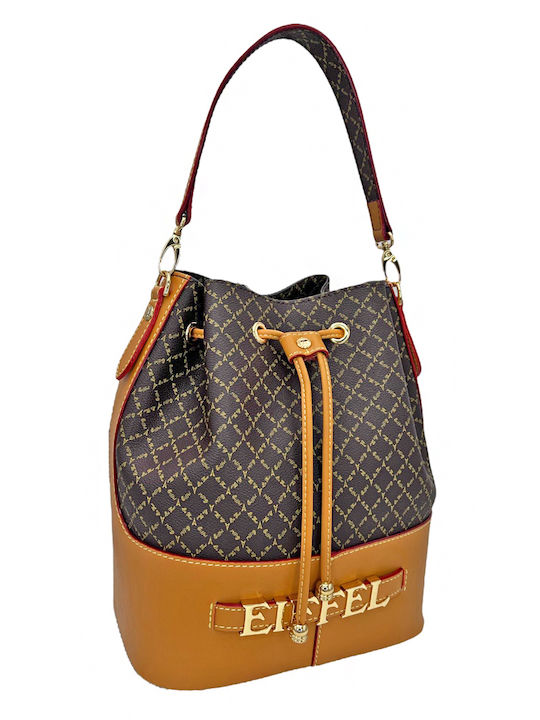 La tour Eiffel Leather Women's Bag Crossbody Dark Brown