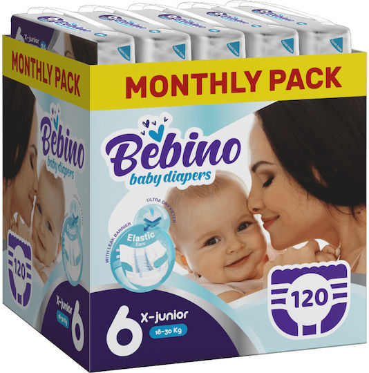 Bebino Scutece cu bandă adezivă Pachet Lunar Nr. 6 pentru 18-30kg 120buc