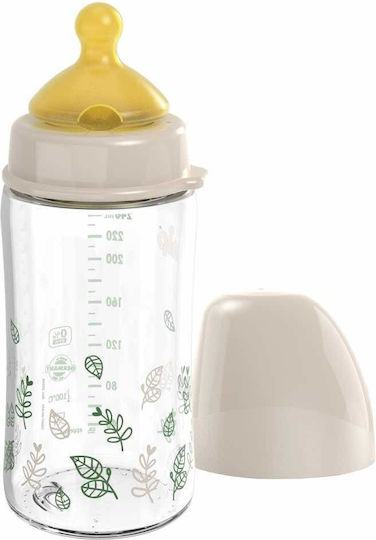 Nip Glass Baby Bottle Cherry Green Anti-colic with Rubber Teat for 0+ Months Green 240ml