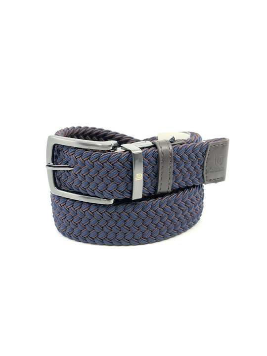 DOUBLE FACE ELASTIC BELT BROWN BLUE WITH LEATHER PARTS LGD-57/A