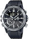 Casio Edifice Ψηφιακό Ανδρικό Ρολόι 48mm Χρονογράφος Μπαταρίας με Μαύρο Καουτσούκ Λουράκι