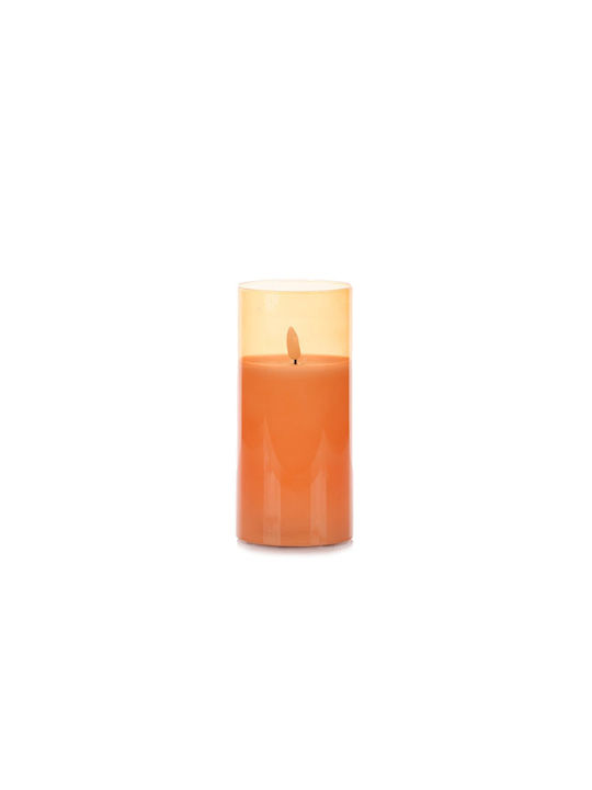 Διακοσμητικό Φωτιστικό Κερί LED σε Πορτοκαλί Χρώμα