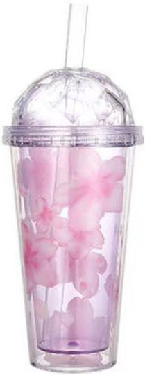 Tpster Wasserbrille Kunststoff Rosa mit Strohhalm 380ml