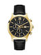 GC Watches Ανδρικό Ρολόι 44mm Χρονογράφος Μπαταρίας με Μαύρο Δερμάτινο Λουράκι