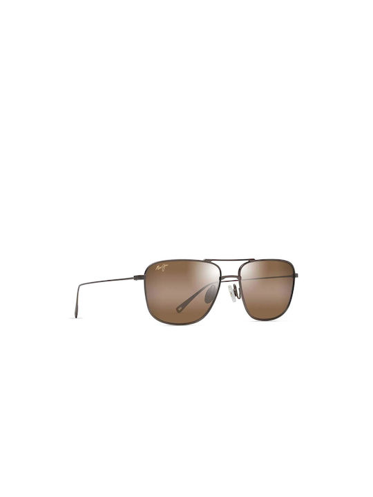 Maui Jim Mikioi Sunglasses with Brown Metal Frame and Brown Polarized Lens H887-01