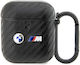 BMW Carbon Double Metal Logo Husă cu cârlig în culoarea Negru pentru Apple AirPods 1 / AirPods 2