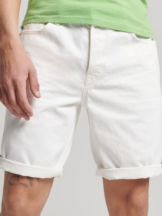 Superdry Ανδρική Βερμούδα Τζιν Λευκή
