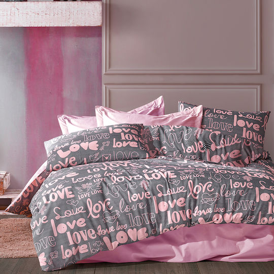 Dimcol Αγάπη Σετ Υπέρδιπλο 4τμχ 220x240εκ. 299 Grey / Lila