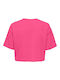 Only Women's Summer Crop Top Cotton Short Sleeve Pink