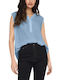 Only Women's Summer Blouse Sleeveless with V Neckline Cashmere Blue