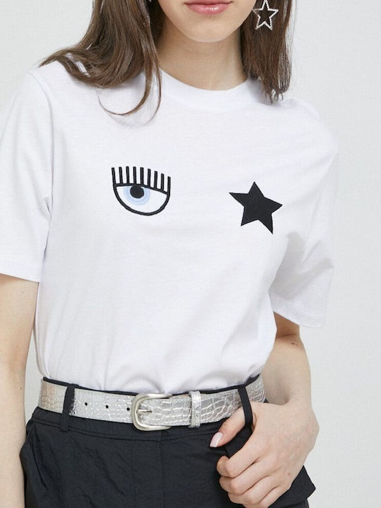 Chiara Ferragni Γυναικείο T-shirt Λευκό με Στάμπα