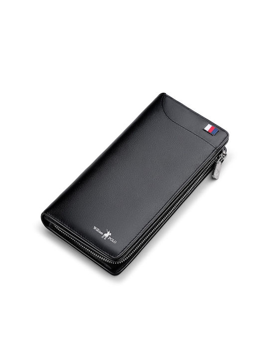 William Polo Men's Leather Card Wallet Black