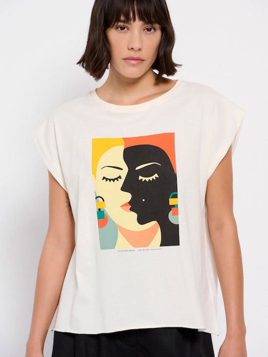 Funky Buddha Γυναικείο T-shirt Λευκό