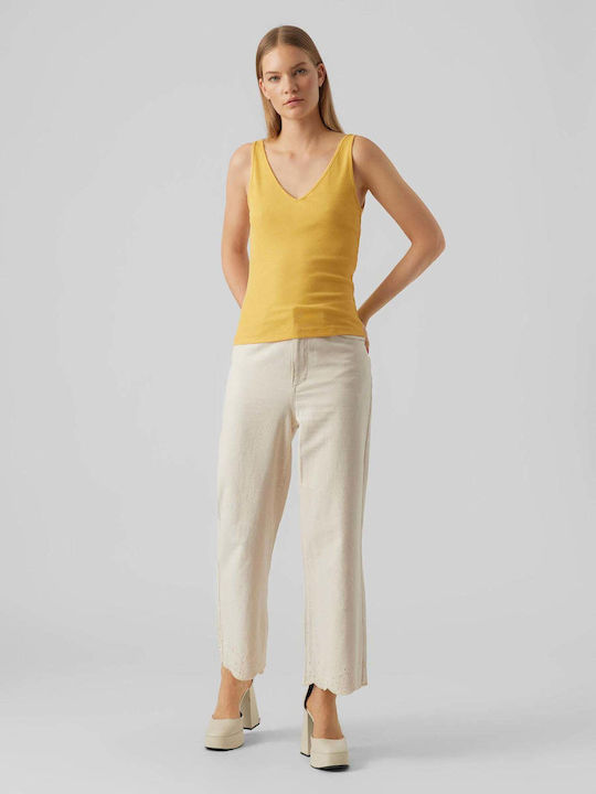 Vero Moda Women's Summer Blouse Sleeveless with V Neck Yellow