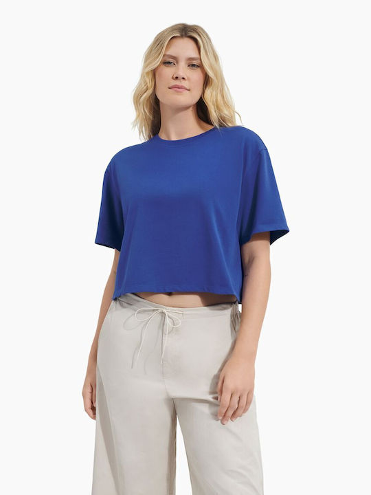 Ugg Australia Tana Women's Summer Crop Top Cotton Short Sleeve Blue