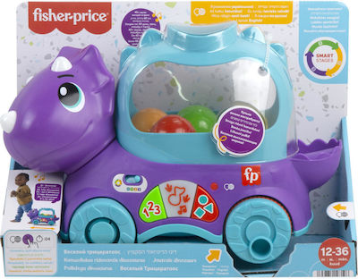 Fisher Price Jucărie de Tras Little Dino cu Lumină și Sunete pentru 12++ Luni