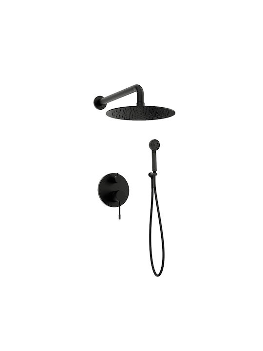 Orabella Built-In Showerhead Set with 2 Exits Black Matt