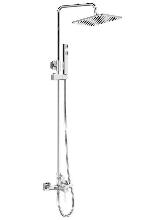 Laveo Pola Verstellbare Duschsäule mit Armatur 94-138cm Silber