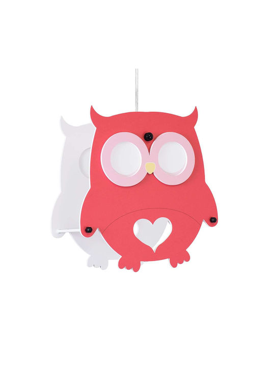 GloboStar Owl O singură lumină Lumină de tavan pentru copii Agățat din plastic cu suport pentru bec E27 Roșu 29.5x30.5cm