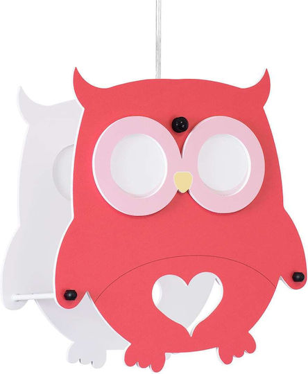 GloboStar Eule Einfaches Licht Kinderdeckenleuchte Deckenleuchte mit Fassung E27 Rot 29.5x30.5cm