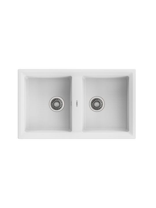 Teka Stone 90 B-TG Ένθετος Νεροχύτης από Συνθετικό Γρανίτη Μ51xΠ20cm White