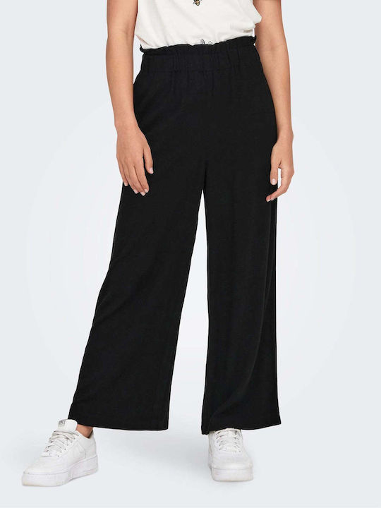 Only Women's High-waisted Fabric Capri Trousers with Elastic Black