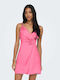 Only Summer Mini Evening Dress Satin Wrap Pink