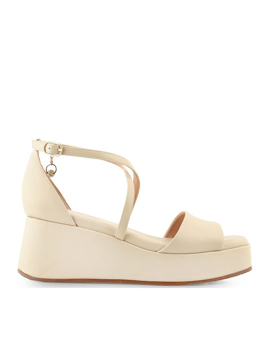 Women's Leather Platform Shoes Beige Q47009683 581
