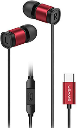 Usams HSEP4604 In-Ear Freihändig Kopfhörer mit Stecker USB-C Rot