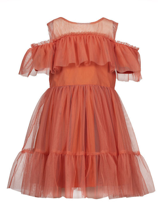 M&B Kid's Fashion Παιδικό Φόρεμα Τούλινο Πορτοκαλί