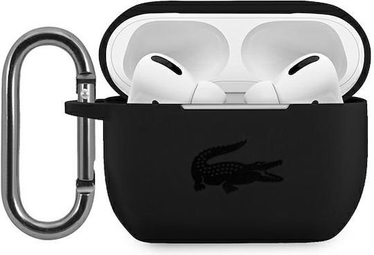 Lacoste Калъф с кука в Черен цвят за Apple AirPods Pro
