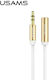 Usams Καλώδιο 3,5 mm Stecker - 3,5 mm Buchse Weiß 2m (US-SJ055)