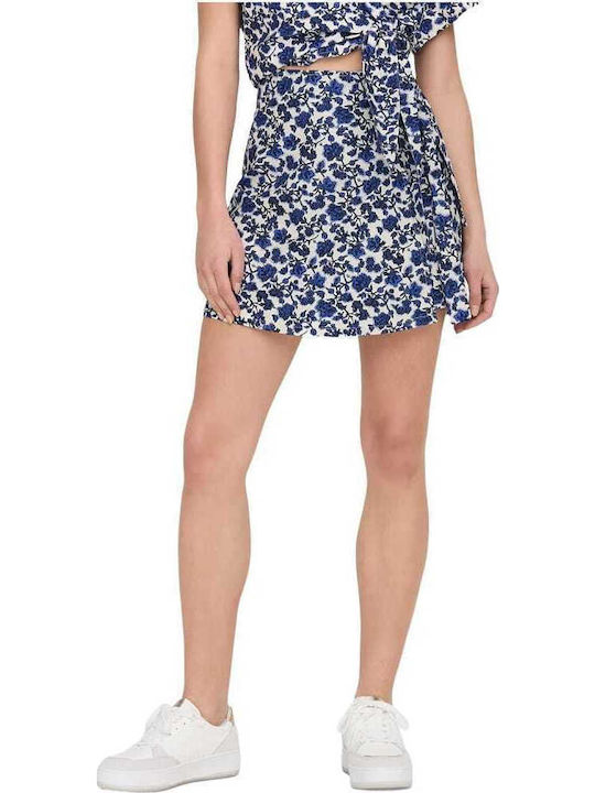 Women's Skirt-Shorts High-waisted Floral Blue