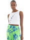 Hannah Stretch Γυναικείο Καλοκαιρινό Crop Top Αμάνικο Λευκό
