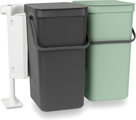 Brabantia Sort&Go Coș de Gunoi Plastic Dark Grey & Jade Green 16lt 2buc