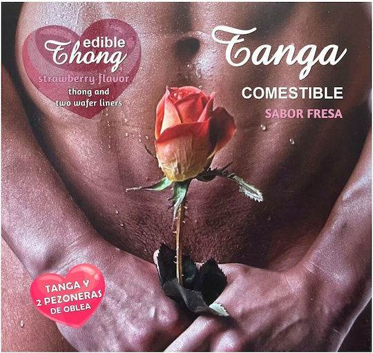 Hotflowers Ερωτικό Βρώσιμο Δώρο Wafer Thong And 2 Nipple Pads Strawberry Flavor