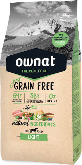 Ownat Just Grain Free Light 14кг Суха Храна за Кучета Диетичен, без Зърнени храни с Пилешко