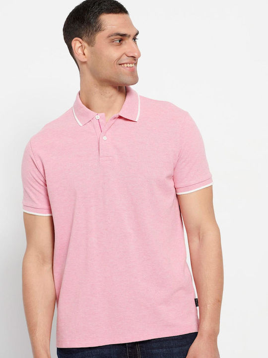 Funky Buddha Men's Short Sleeve Blouse Polo Pink