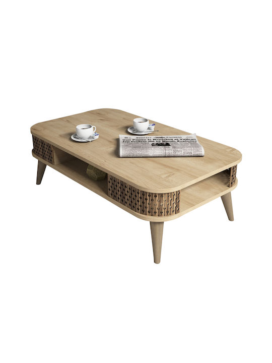 Rectangular Wooden Coffee Table Natural L105xW60xH34.6cm