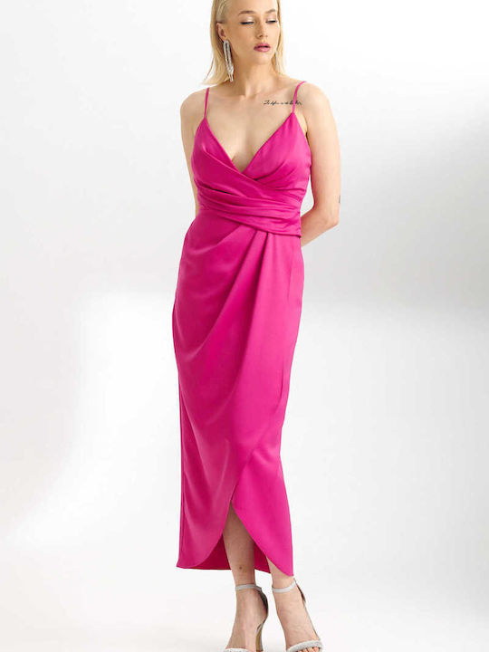 Satin cropped dress Bellona Fuchsia