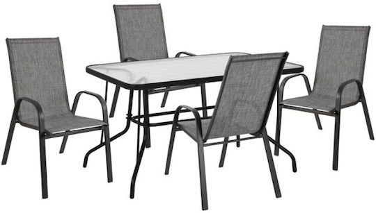 Garten- und Outdoor-Möbelsets Speisesaal 5 Stück Grau