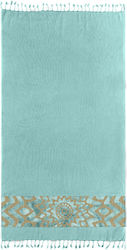 Guy Laroche Cotton Pestemal Aqua with Fringes 1...